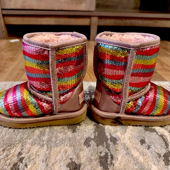 UGG rainbow sequin boots toddler size 7 - Picture 5 of 6
